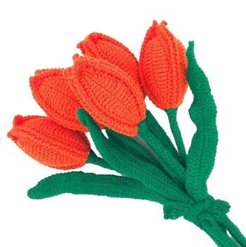 tulipe hollandaise durable orange - tulipe 1 pièce - laine douce - faite à la main au Népal - fleur au crochet tulipe Duth orange 1