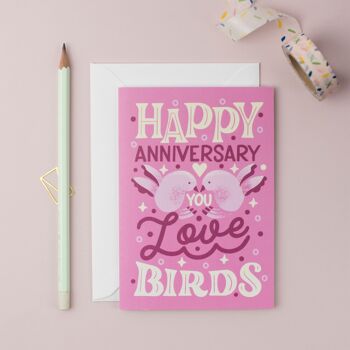 Carte d'anniversaire d'oiseaux d'amour 2