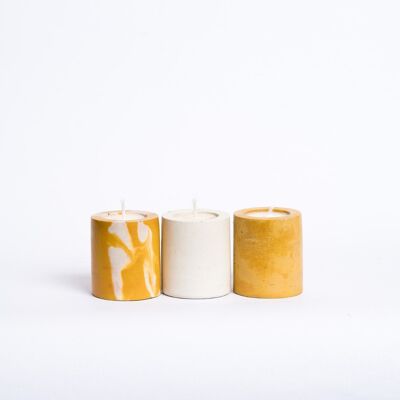 BABY BOUGIE - Juego de tres velas perfumadas de cemento coloreado - Béton Jaune