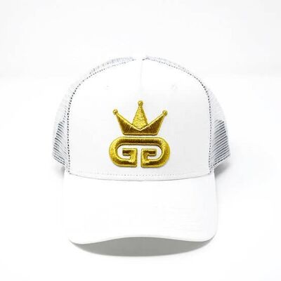 GGT Snow White Mesh Snapback - All Gold Logo