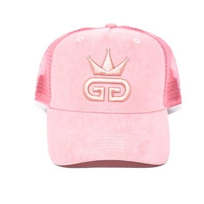GGT Pastel Pink Suede Mesh Snapback - All Pink Logo