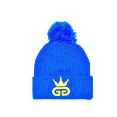 GGT Egyptian Blue Bobble Woolly Hat - All Yellow Logo