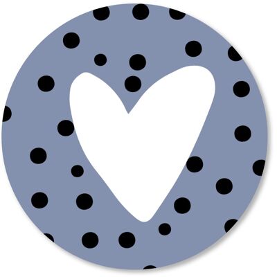 Coeur à pois bleu 15cm