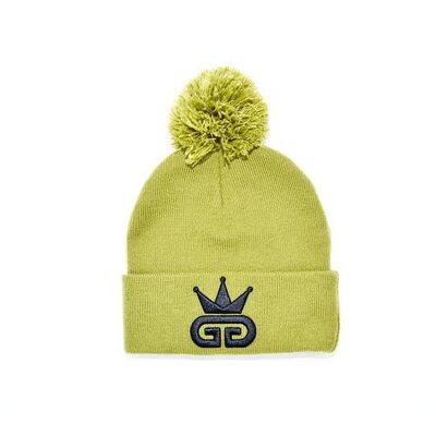 GGT Olive Green Bobble Woolly Hat - All Black Logo