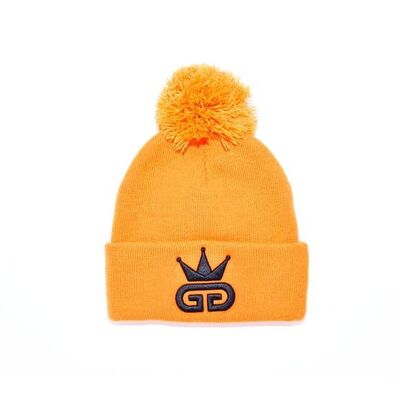 GGT Royal Orange Bobble Woolly Hat - All Black Logo