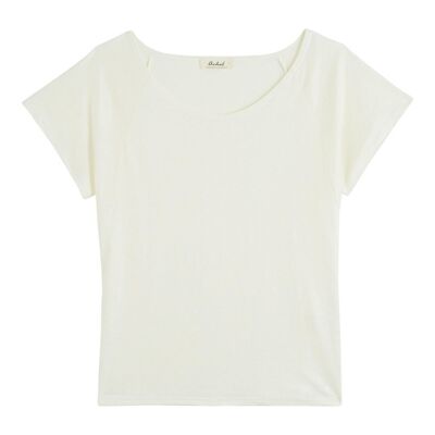 T-shirt col rond femme lin - Ecru