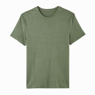 T-shirt col rond homme lin - Kaki