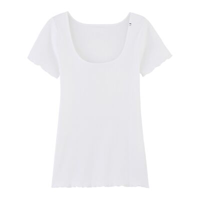 T-shirt point de bourdon coton Bio - Blanc