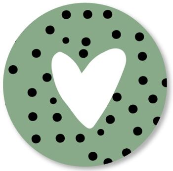 Coeur à pois vieux vert 15cm