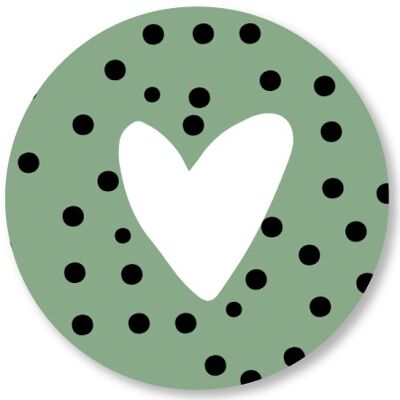 Corazón lunares verde viejo 15cm