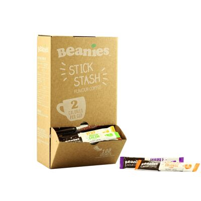 Beanies 100 Stick Stash Box Café instantáneo con sabor