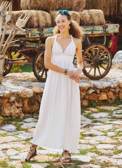 White Back Strap Long Summer Dress