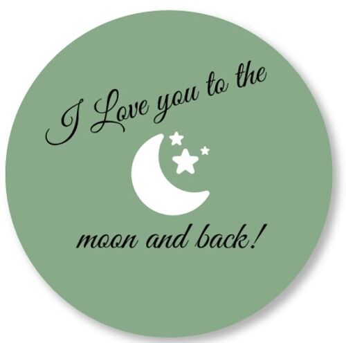 I love you to the moon and back old green 15cm