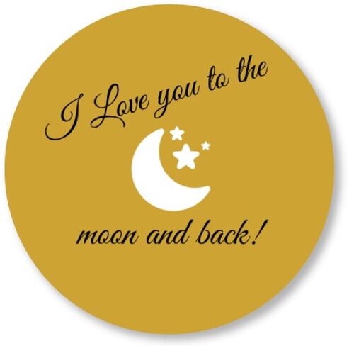 I love you to the moon and back yellow ochre 25cm