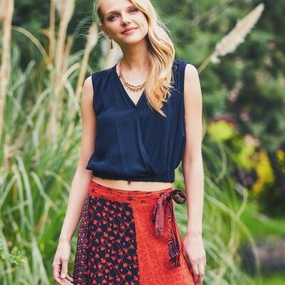 Sleeveless Black Wrap Crop Top