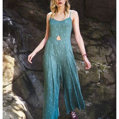 Tuta Boho estetica Fit and Flare verde