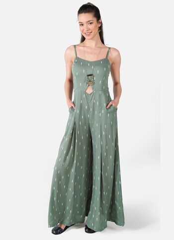 Fit and Flare Aesthetic Boho Jumpsuit Vert 2