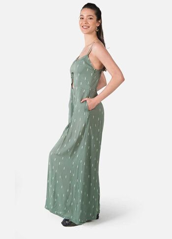 Fit and Flare Aesthetic Boho Jumpsuit Vert 3