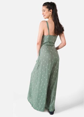 Fit and Flare Aesthetic Boho Jumpsuit Vert 4