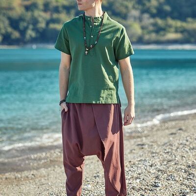 Pantaloni Harem da uomo in cotone hippie marroni