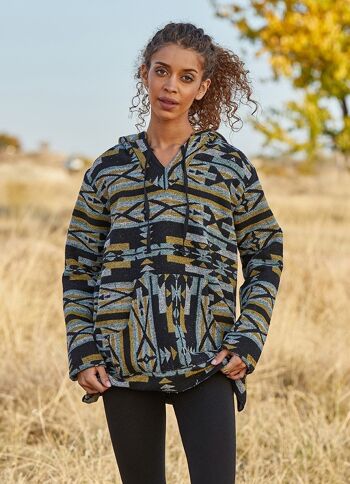 Sweat Femme Poche Kangourou Jaune-Noir 1