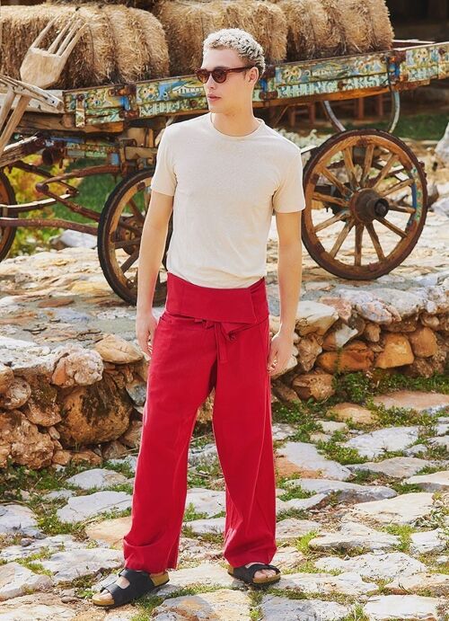 Summer Fisherman Pants for Men Red