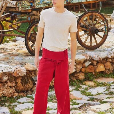 Pantaloni da pescatore estivi da uomo rossi