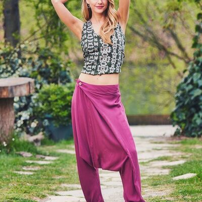 Purple Drop Crotch Pants for Women