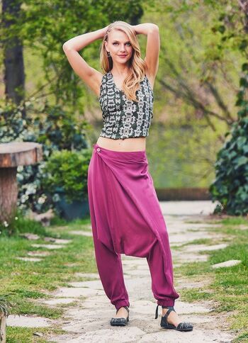 Acheter pantalon violet à entrejambe bas pour femme 1