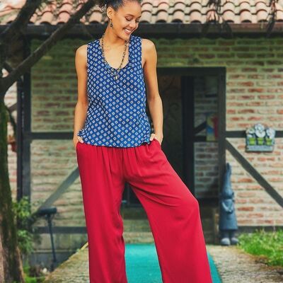 Maroon Loose Fit Women's Pants