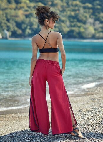 Pantalon Boho Hippie Rouge Femme 4