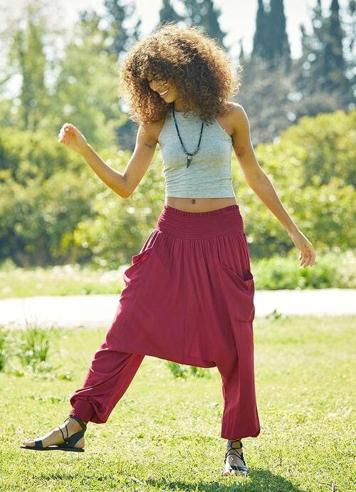 Women's Red Boho Hippie Harem Pants