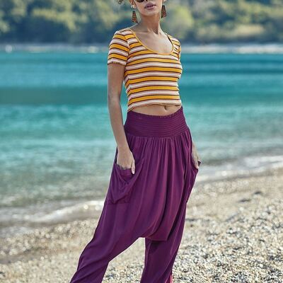 Pantaloni da donna viola Boho Hippie Harem