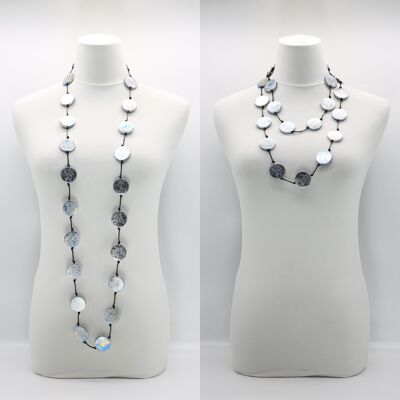 Collier Coin - Doré à la main - Grand - Rang unique - Argent/Or/Bleu dorés à la main