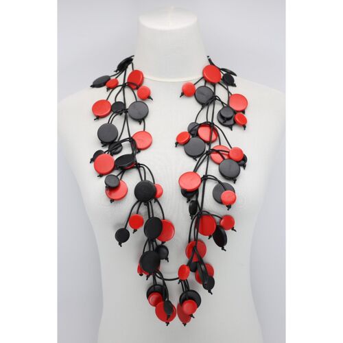 Coin Tree Necklace - Duo - Long - Red/Black