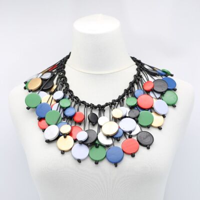 Coins on Hand-woven Leatherette Necklace - Multi