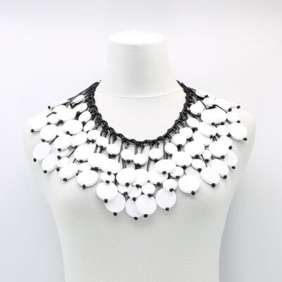 Coins on Hand-woven Leatherette Necklace - White