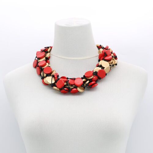 Coin Necklace - Duo - Small - Red/Gold