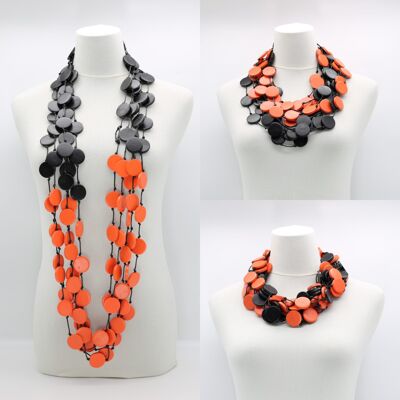 Coin Necklace - Duo - Large - Orange/Black