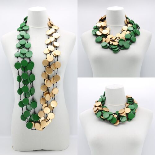 Coin Necklace - Duo - Large - Spring Green/Gold