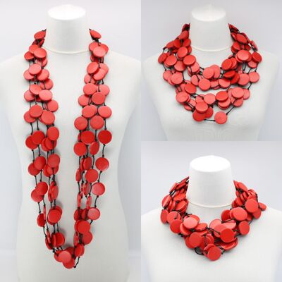 Coin Necklace - Large -  Red