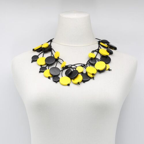 Coin Tree Necklace - Duo - Short -  Black/Yellow