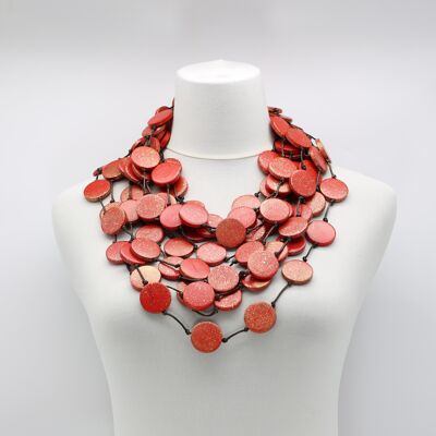Coin Necklace - Hand-painted - Large - Red/Gold