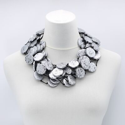 Coin Necklace - Hand-painted - Large - Silver/Black