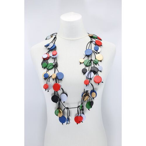 Leatherette Coins Necklace - Multicolour