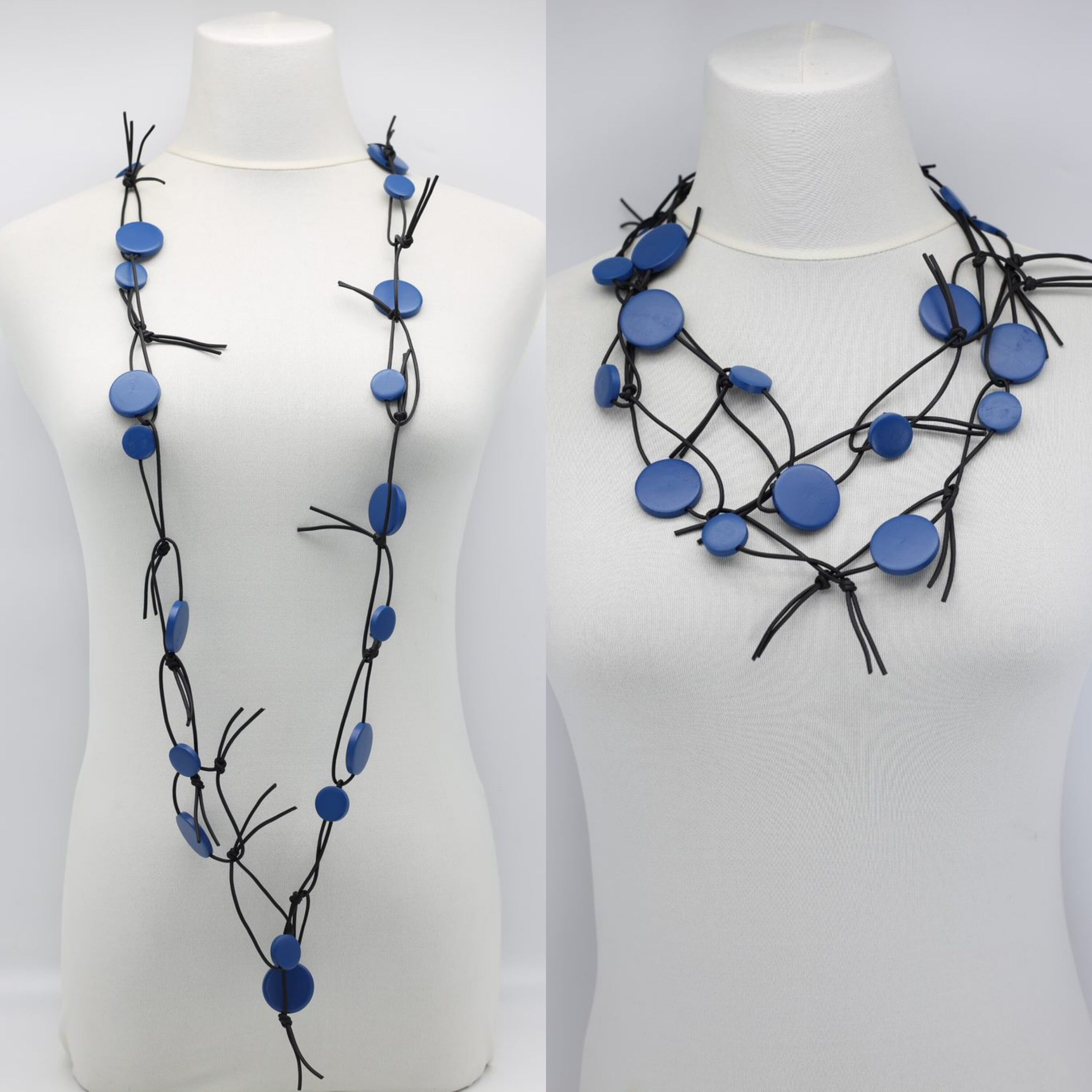 Münzen auf Kunstleder-Halskette - Pantone Classic Blue