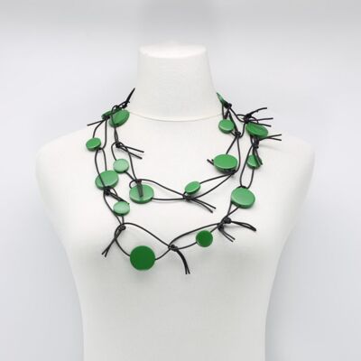 Coins on Leatherette Chain Necklace - Spring Green