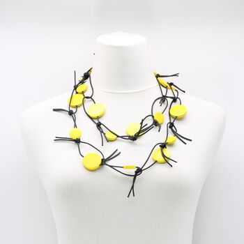 Collier Chaîne Coins sur Similicuir - Jaune 1