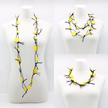 Collier Chaîne Coins sur Similicuir - Jaune 2