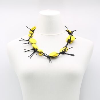 Collier Chaîne Coins sur Similicuir - Jaune 3